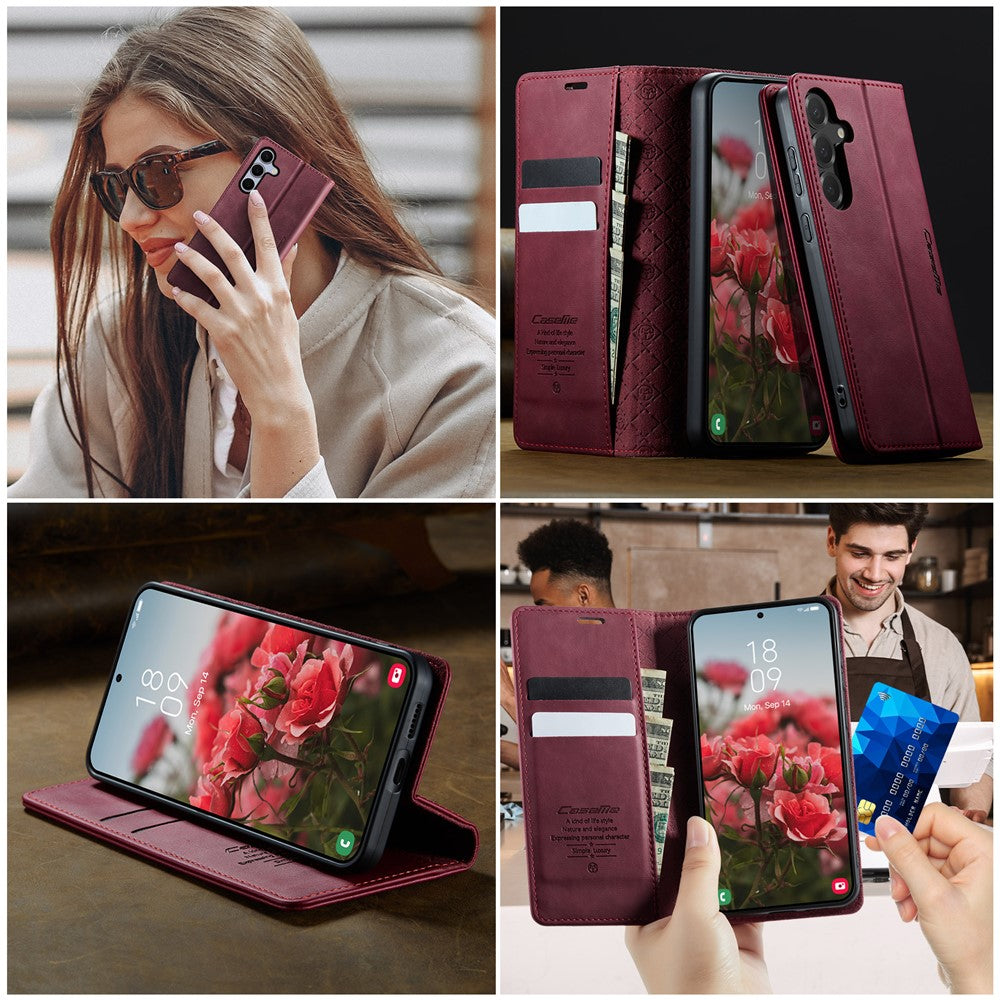 CASEME til Samsung Galaxy S25+ / Galaxy S24+ etui 033 Series RFID Blokerende Pung Stand Kalvestruktur Læder Telefoncover