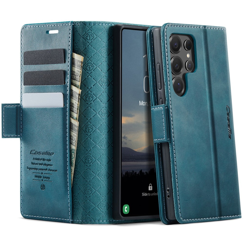 CASEME For Samsung Galaxy S24 Ultra Case 033 Series RFID Blocking Wallet Stand Calf Texture Leather Phone Cover