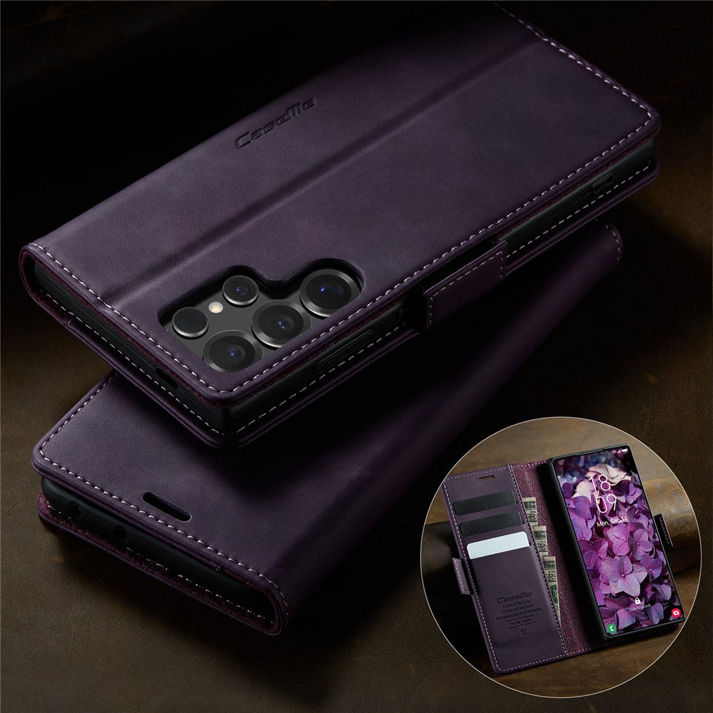 CASEME For Samsung Galaxy S24 Ultra Case 033 Series RFID Blocking Wallet Stand Calf Texture Leather Phone Cover