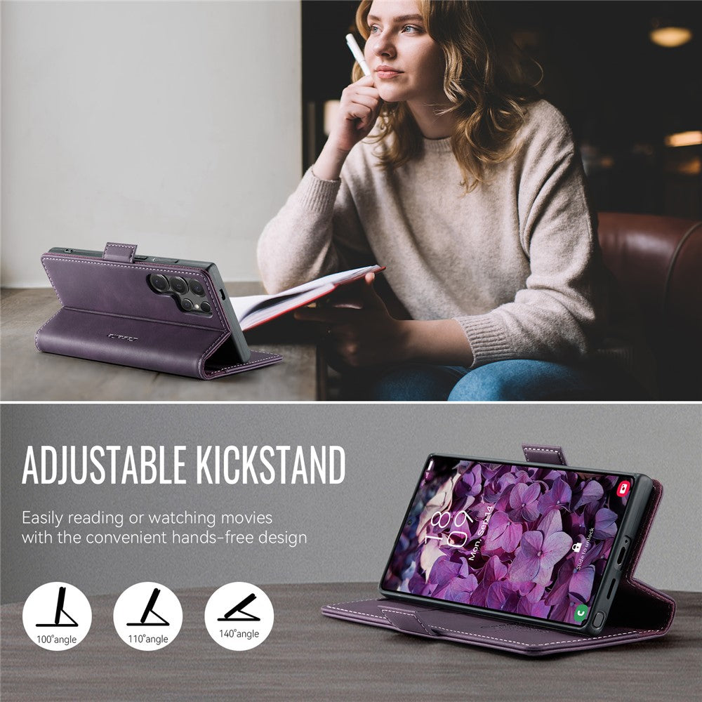 CASEME For Samsung Galaxy S24 Ultra Case 033 Series RFID Blocking Wallet Stand Calf Texture Leather Phone Cover