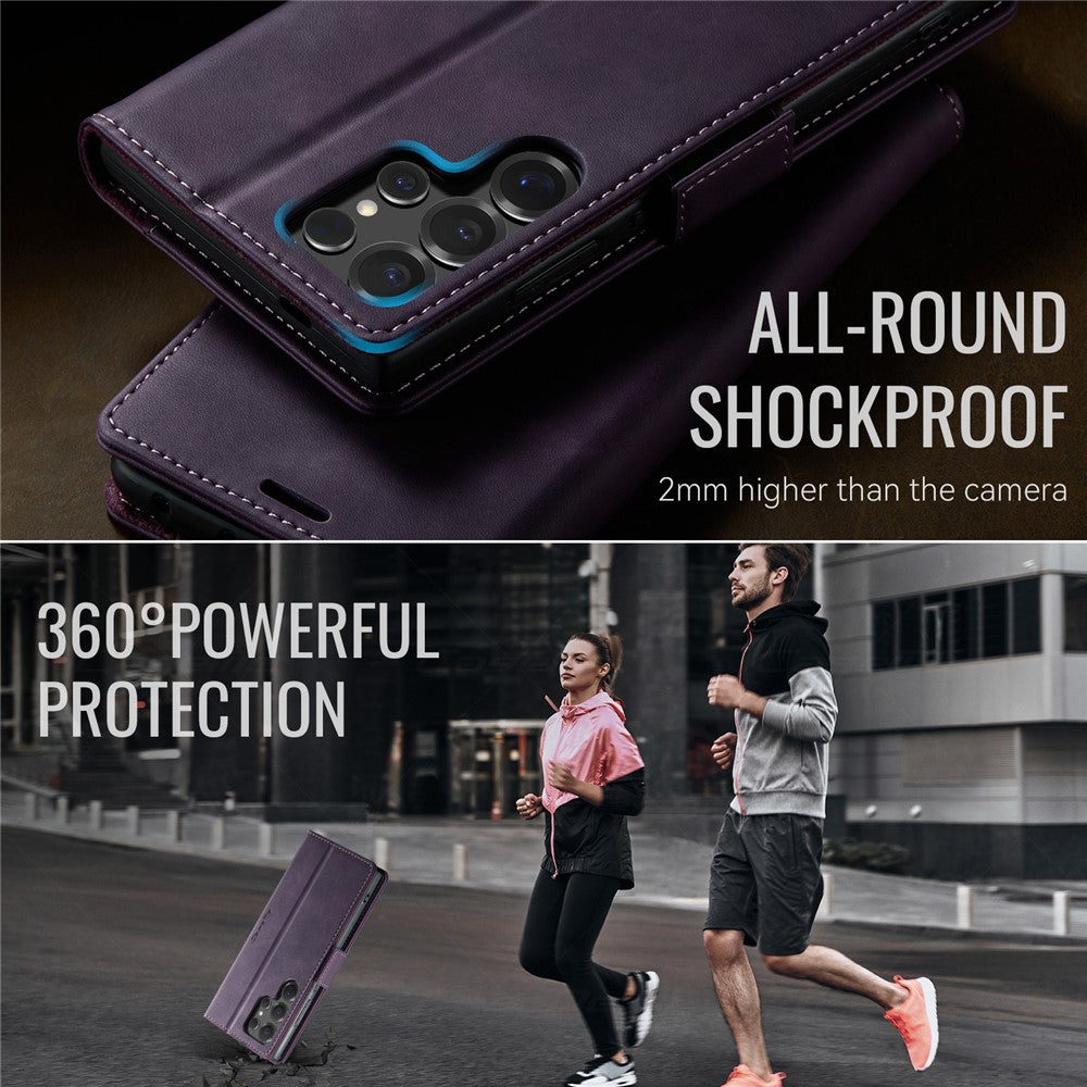 CASEME For Samsung Galaxy S24 Ultra Case 033 Series RFID Blocking Wallet Stand Calf Texture Leather Phone Cover