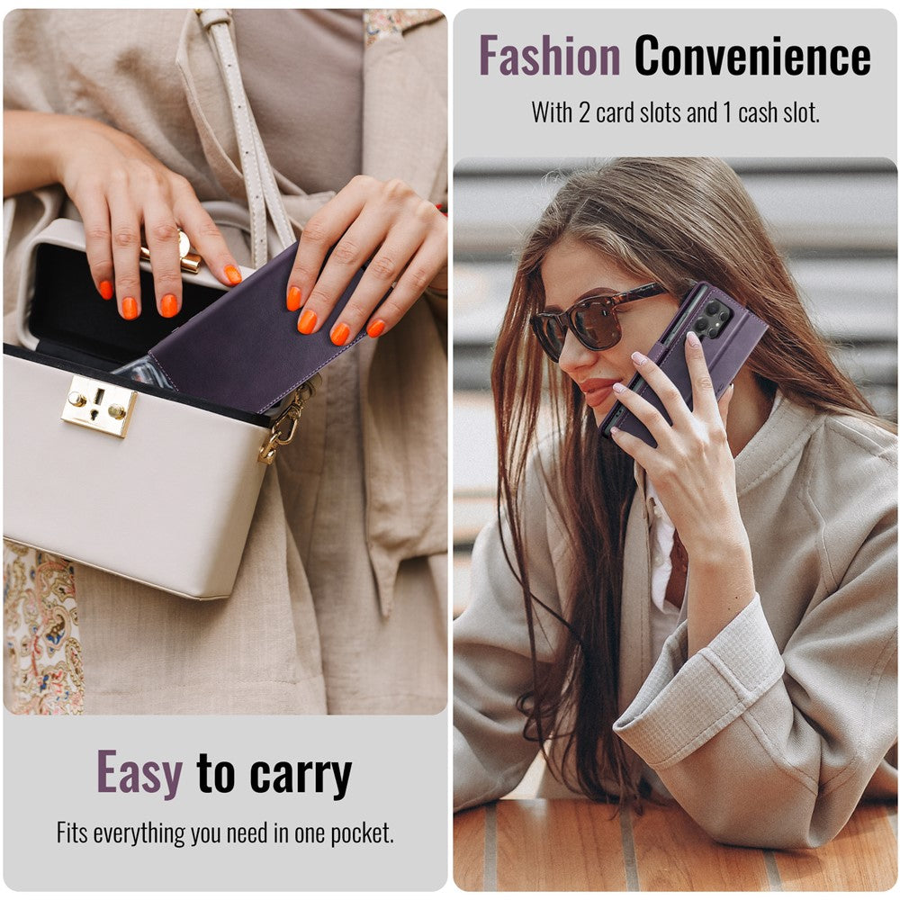 CASEME For Samsung Galaxy S24 Ultra Case 033 Series RFID Blocking Wallet Stand Calf Texture Leather Phone Cover