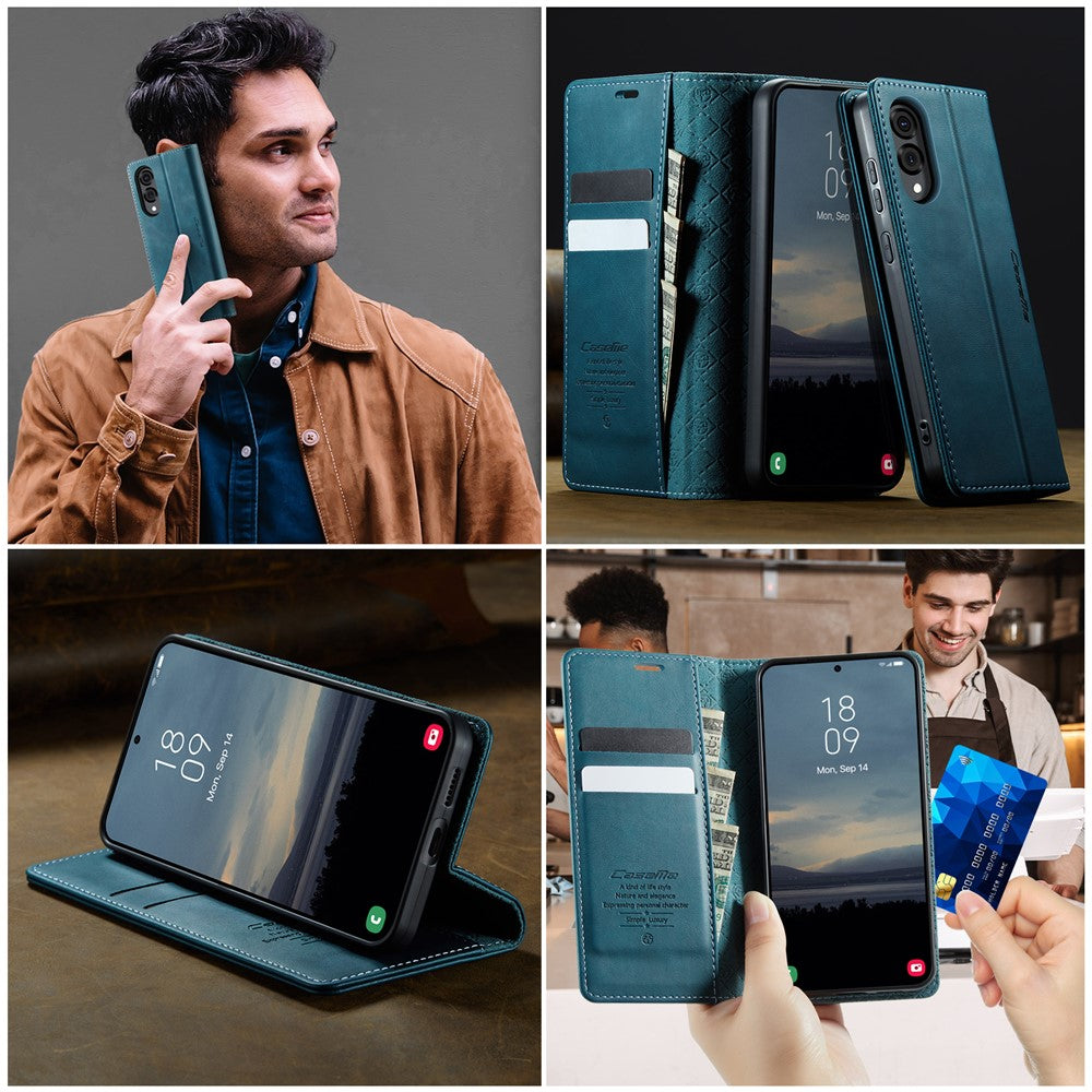 CASEME For Samsung Galaxy S25 Edge Case 033 Series RFID Blocking Wallet Stand Calf Texture Leather Phone Cover