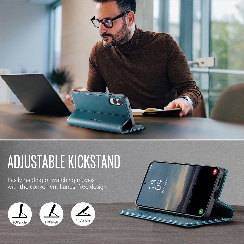 CASEME For Samsung Galaxy S25 Edge Case 033 Series RFID Blocking Wallet Stand Calf Texture Leather Phone Cover