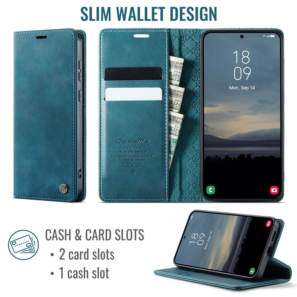 CASEME For Samsung Galaxy S23 FE Case  033 Series RFID Blocking Wallet Stand Calf Texture Leather Phone Cover