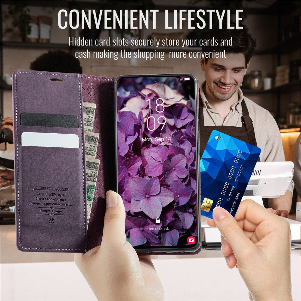 CASEME För Samsung Galaxy A33 5G Skal 033 Serien RFID-blockerande plånboksfodral med kalvstruktur i läder