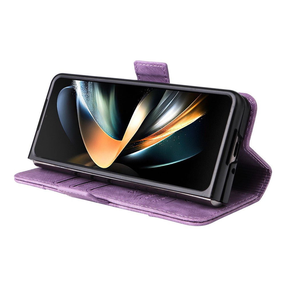 BETOPNICE 001 til Samsung Galaxy Z Fold4 5G, PU-læder med prægede syninger, dobbelt magnetisk spænde, pungcover med stativ
