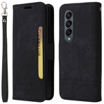 BETOPNICE 001 til Samsung Galaxy Z Fold4 5G, PU-læder med prægede syninger, dobbelt magnetisk spænde, pungcover med stativ