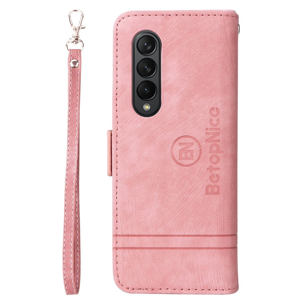 BETOPNICE 001 For Samsung Galaxy Z Fold3 5G Imprinted Stitching Line PU Leather Stand Wallet Cover Shockproof Phone Case