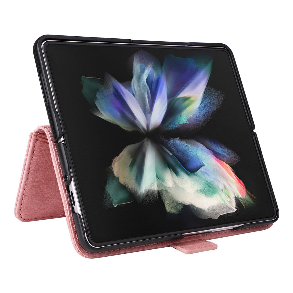 BETOPNICE 001 For Samsung Galaxy Z Fold3 5G Imprinted Stitching Line PU Leather Stand Wallet Cover Shockproof Phone Case