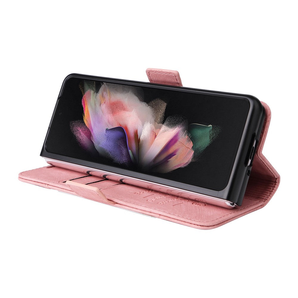 BETOPNICE 001 For Samsung Galaxy Z Fold3 5G Imprinted Stitching Line PU Leather Stand Wallet Cover Shockproof Phone Case