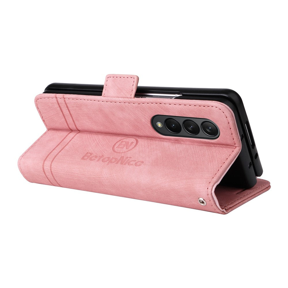 BETOPNICE 001 For Samsung Galaxy Z Fold3 5G Imprinted Stitching Line PU Leather Stand Wallet Cover Shockproof Phone Case