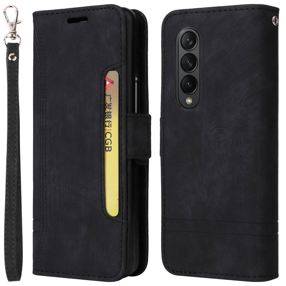 BETOPNICE 001 For Samsung Galaxy Z Fold3 5G Imprinted Stitching Line PU Leather Stand Wallet Cover Shockproof Phone Case
