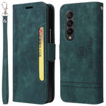 BETOPNICE 001 For Samsung Galaxy Z Fold3 5G Imprinted Stitching Line PU Leather Stand Wallet Cover Shockproof Phone Case