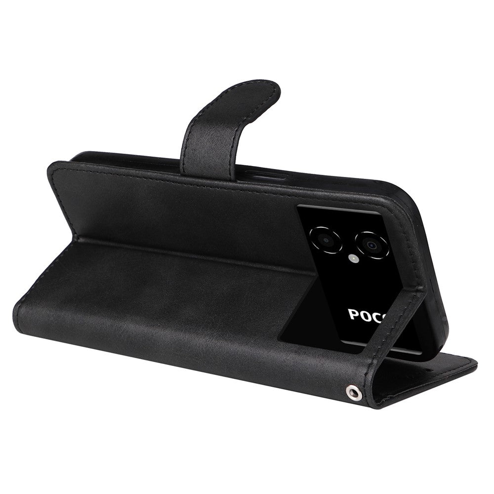 For Xiaomi Poco M4 5G / Poco M5 (India) 4G Calf Texture PU Leather Shockproof Cover Stand Wallet Cell Phone Case