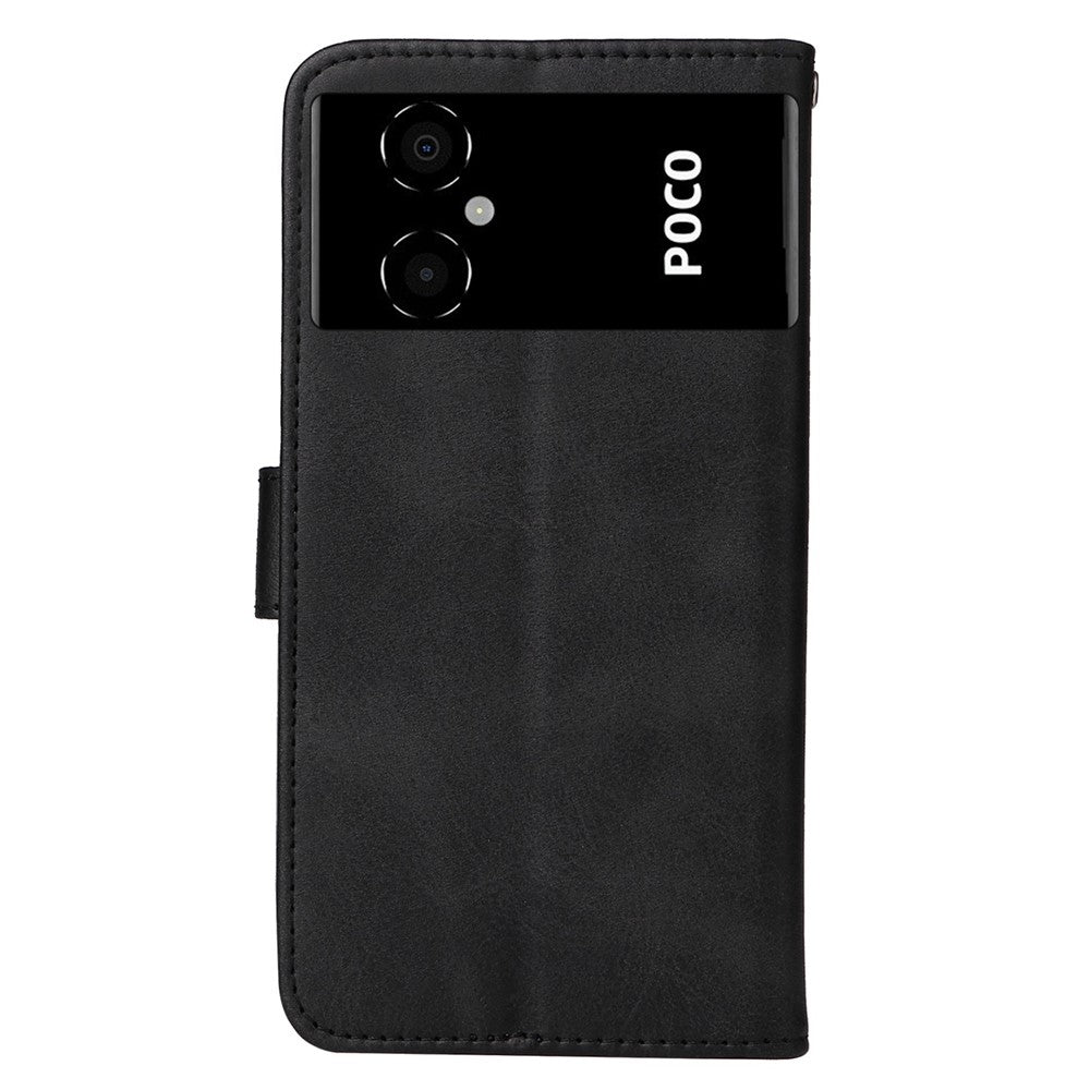 For Xiaomi Poco M4 5G / Poco M5 (India) 4G Calf Texture PU Leather Shockproof Cover Stand Wallet Cell Phone Case
