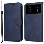 For Xiaomi Poco M4 5G / Poco M5 (India) 4G Calf Texture PU Leather Shockproof Cover Stand Wallet Cell Phone Case