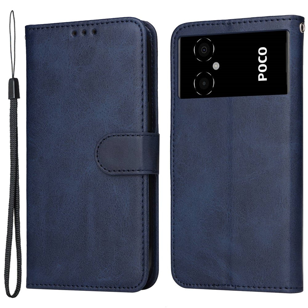 For Xiaomi Poco M4 5G / Poco M5 (India) 4G Calf Texture PU Leather Shockproof Cover Stand Wallet Cell Phone Case
