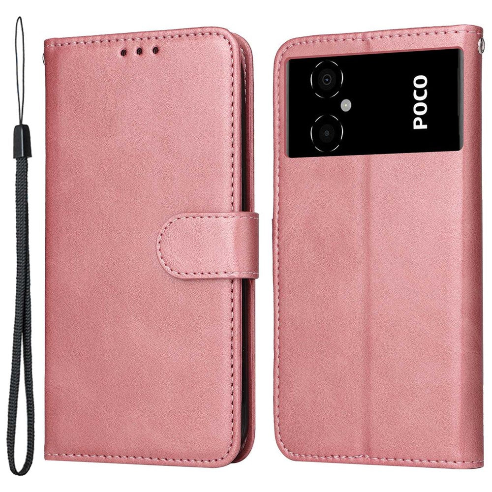 For Xiaomi Poco M4 5G / Poco M5 (India) 4G Calf Texture PU Leather Shockproof Cover Stand Wallet Cell Phone Case