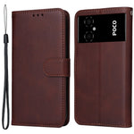 For Xiaomi Poco M4 5G / Poco M5 (India) 4G Calf Texture PU Leather Shockproof Cover Stand Wallet Cell Phone Case