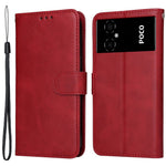 For Xiaomi Poco M4 5G / Poco M5 (India) 4G Calf Texture PU Leather Shockproof Cover Stand Wallet Cell Phone Case