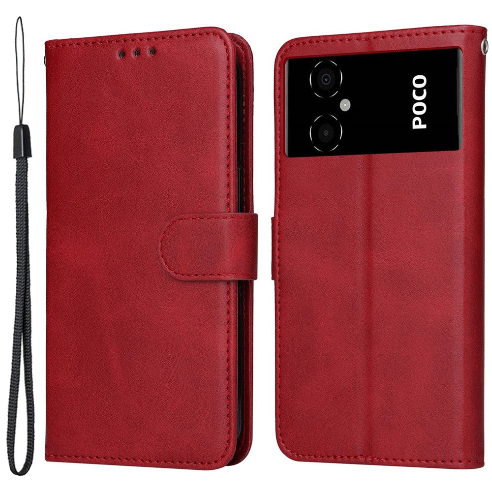 For Xiaomi Poco M4 5G / Poco M5 (India) 4G Calf Texture PU Leather Shockproof Cover Stand Wallet Cell Phone Case