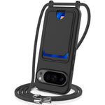 For Google Pixel 10 Pro XL Case Liquid Silicone Card Holder Back Phone Cover with Lanyard