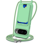 For Google Pixel 10 Pro XL Case Liquid Silicone Card Holder Back Phone Cover with Lanyard