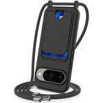 For Google Pixel 10 Case Liquid Silicone Card Holder Back Phone Cover with Lanyard