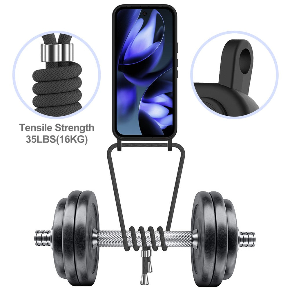 For Google Pixel 10 Case Liquid Silicone Card Holder Back Phone Cover with Lanyard