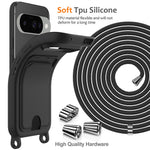 For Google Pixel 10 Case Liquid Silicone Card Holder Back Phone Cover with Lanyard