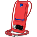 For Google Pixel 10 Case Liquid Silicone Card Holder Back Phone Cover with Lanyard