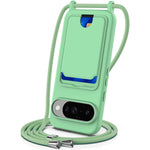 For Google Pixel 10 Case Liquid Silicone Card Holder Back Phone Cover with Lanyard