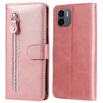 For Xiaomi Redmi A1 4G / A2 4G PU Leather Zipper Pocket Stand Phone Case Calf Texture Full Protection Wallet Inner TPU Cover