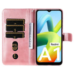 For Xiaomi Redmi A1 4G / A2 4G PU Leather Zipper Pocket Stand Phone Case Calf Texture Full Protection Wallet Inner TPU Cover