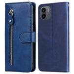 For Xiaomi Redmi A1 4G / A2 4G PU Leather Zipper Pocket Stand Phone Case Calf Texture Full Protection Wallet Inner TPU Cover