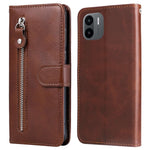 For Xiaomi Redmi A1 4G / A2 4G PU Leather Zipper Pocket Stand Phone Case Calf Texture Full Protection Wallet Inner TPU Cover