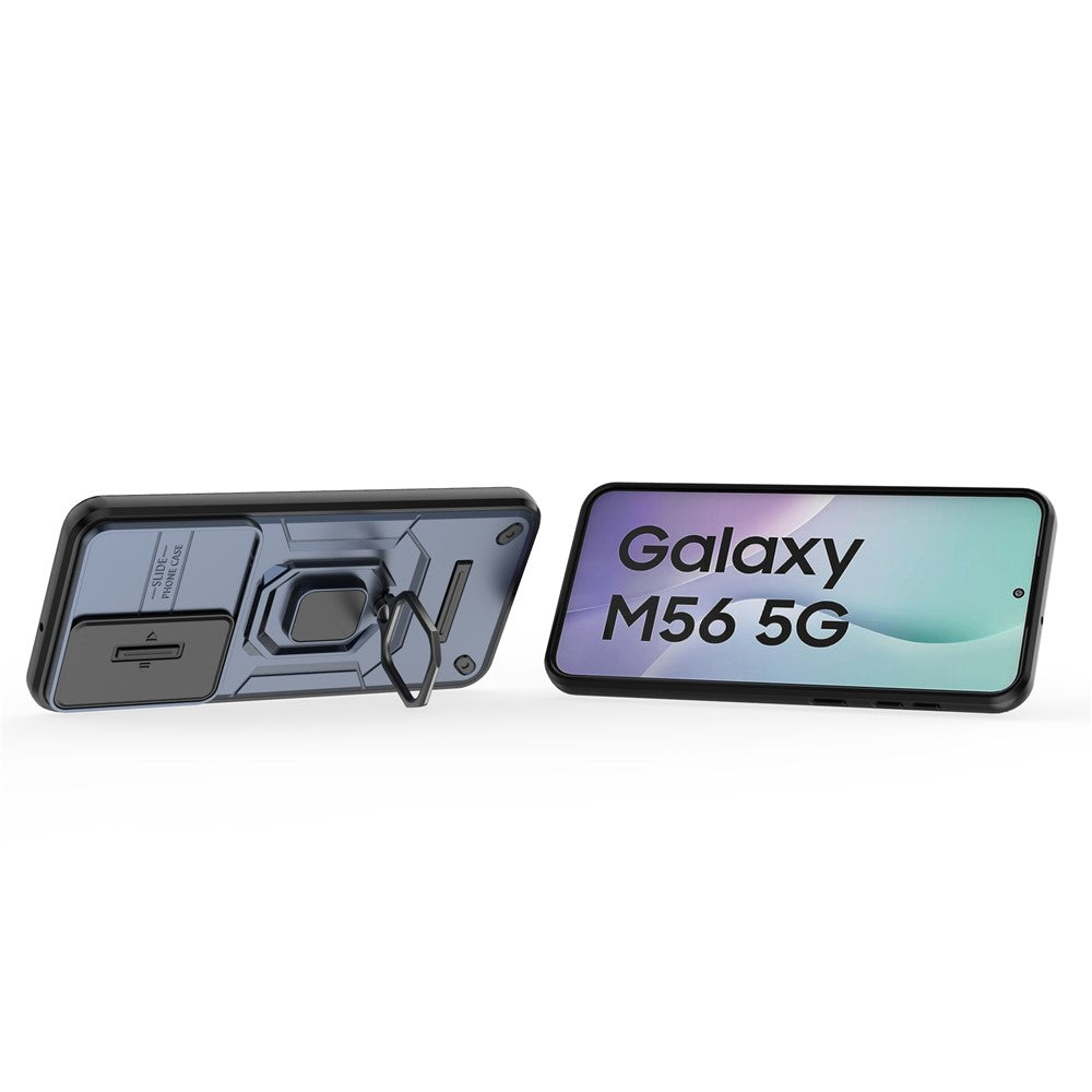 For Samsung Galaxy M56 5G Case PC + TPU Kickstand Phone Protector with Lens Cover