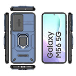 For Samsung Galaxy M56 5G Case PC + TPU Kickstand Phone Protector with Lens Cover