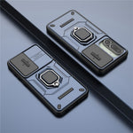 For Samsung Galaxy M56 5G Case PC + TPU Kickstand Phone Protector with Lens Cover