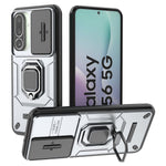 For Samsung Galaxy M56 5G Case PC + TPU Kickstand Phone Protector with Lens Cover