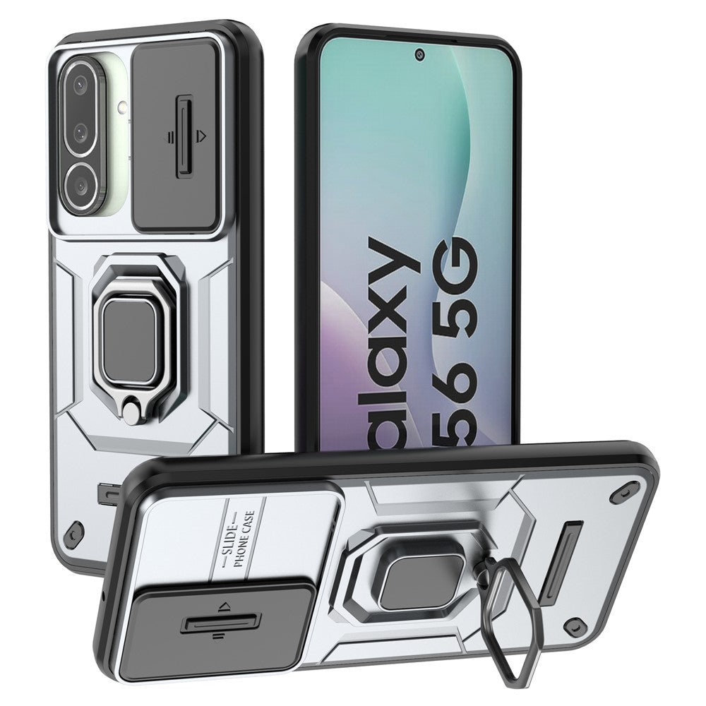 For Samsung Galaxy M56 5G Case PC + TPU Kickstand Phone Protector with Lens Cover