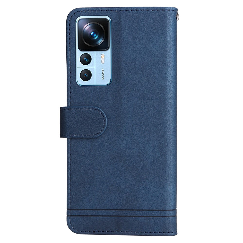 Xiaomi 12T 5G / Redmi K50 Ultra 5G / 12T Pro 5G Läderplånboksfodral Skin Touch mobilfodral Stativ med Rem