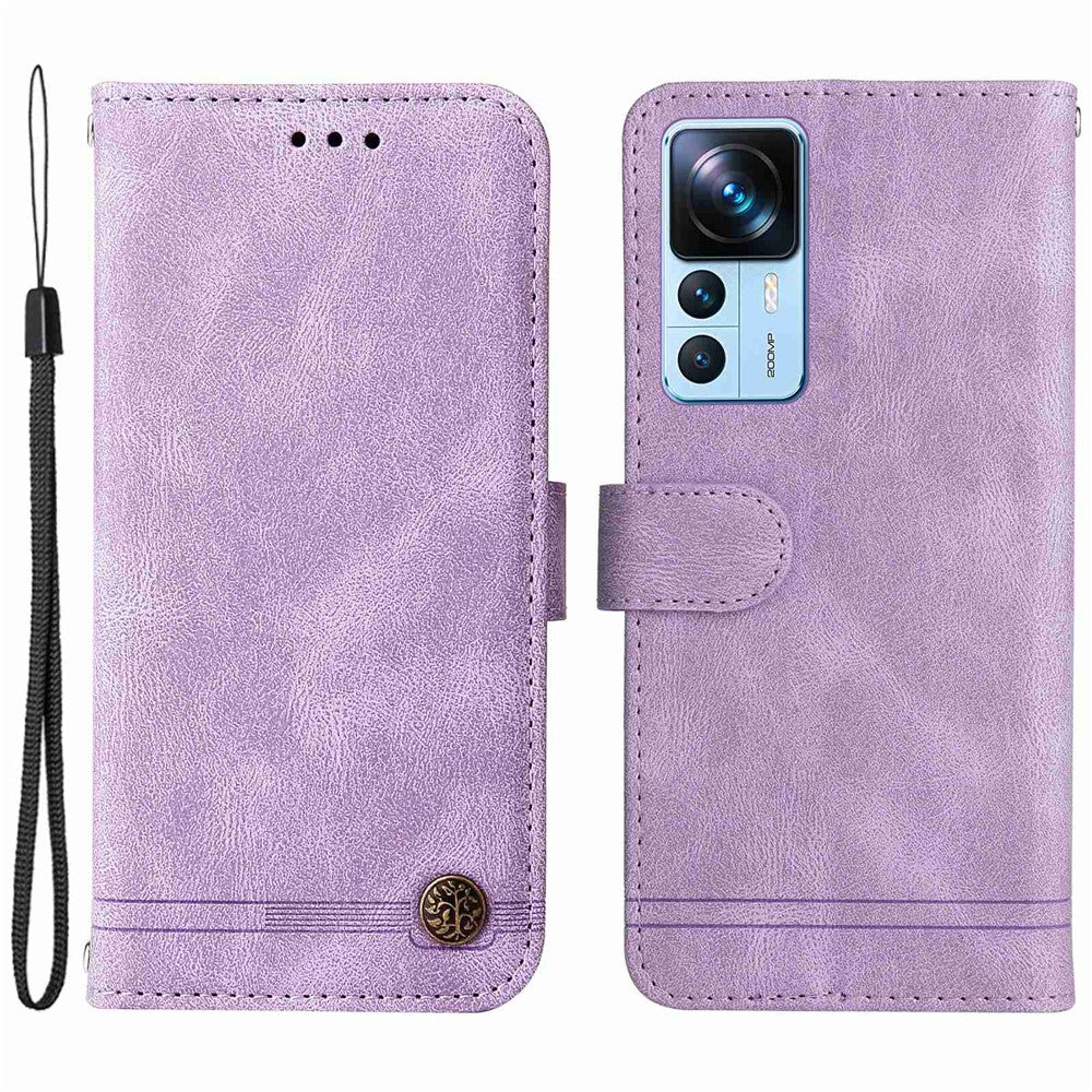 Xiaomi 12T 5G / Redmi K50 Ultra 5G / 12T Pro 5G Läderplånboksfodral Skin Touch mobilfodral Stativ med Rem