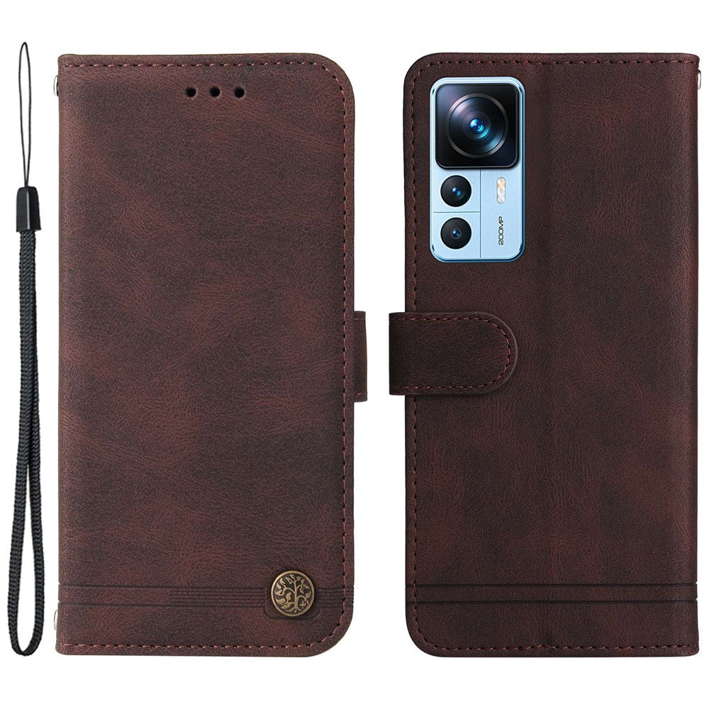 Xiaomi 12T 5G / Redmi K50 Ultra 5G / 12T Pro 5G Läderplånboksfodral Skin Touch mobilfodral Stativ med Rem