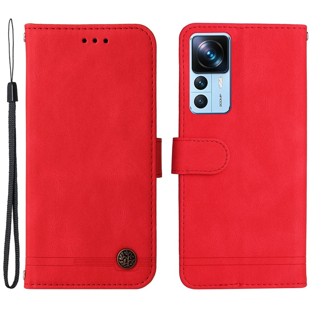 Xiaomi 12T 5G / Redmi K50 Ultra 5G / 12T Pro 5G Läderplånboksfodral Skin Touch mobilfodral Stativ med Rem