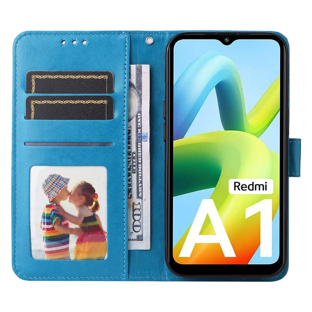 For Xiaomi Redmi A1 4G / A2 4G Sunflower Imprinted PU Leather Wallet Case Foldable Stand Full Body Protection Cover with Hand Strap