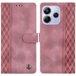 For Xiaomi Redmi Note 14 5G Leather Case Imprinted Checkered Pattern Wallet Stand Flip Phone Cover