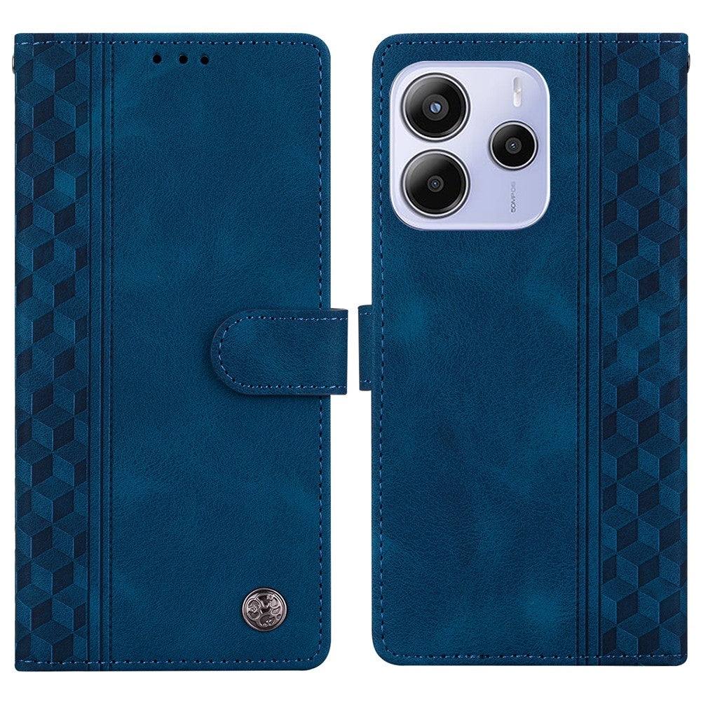 For Xiaomi Redmi Note 14 5G Leather Case Imprinted Checkered Pattern Wallet Stand Flip Phone Cover