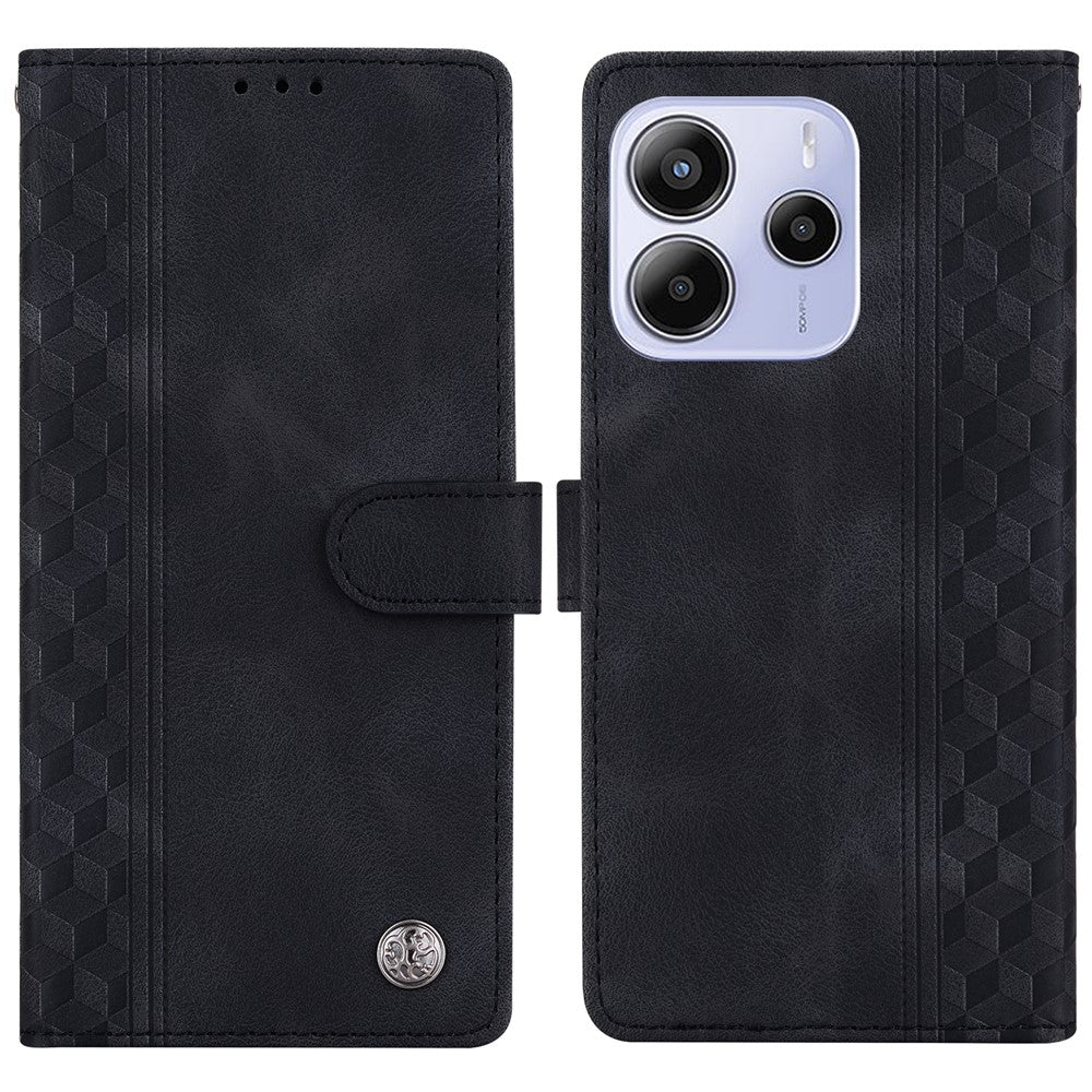 For Xiaomi Redmi Note 14 4G (164.84mm) Leather Case Imprinted Checkered Pattern Wallet Stand Flip Phone Cover
